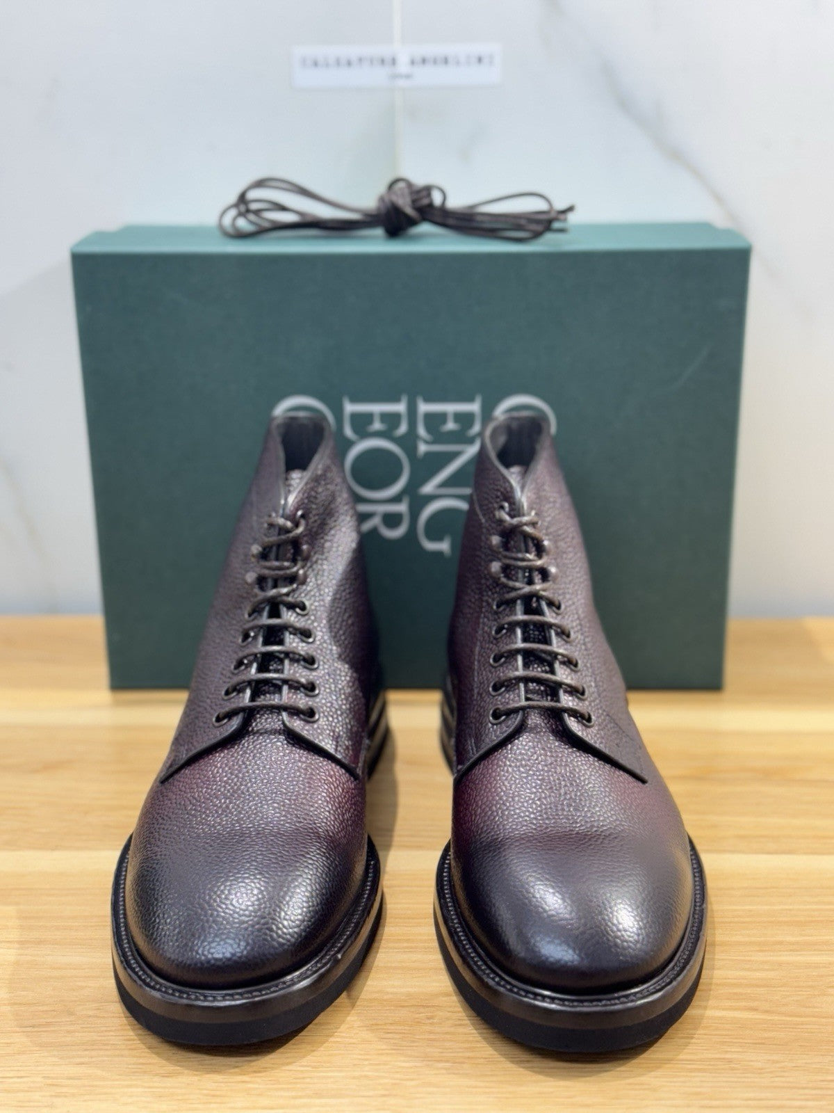 Green George Polacchino Pelle Bordo’ Grain Fondo Vibram Casual Boot Uomo 44
