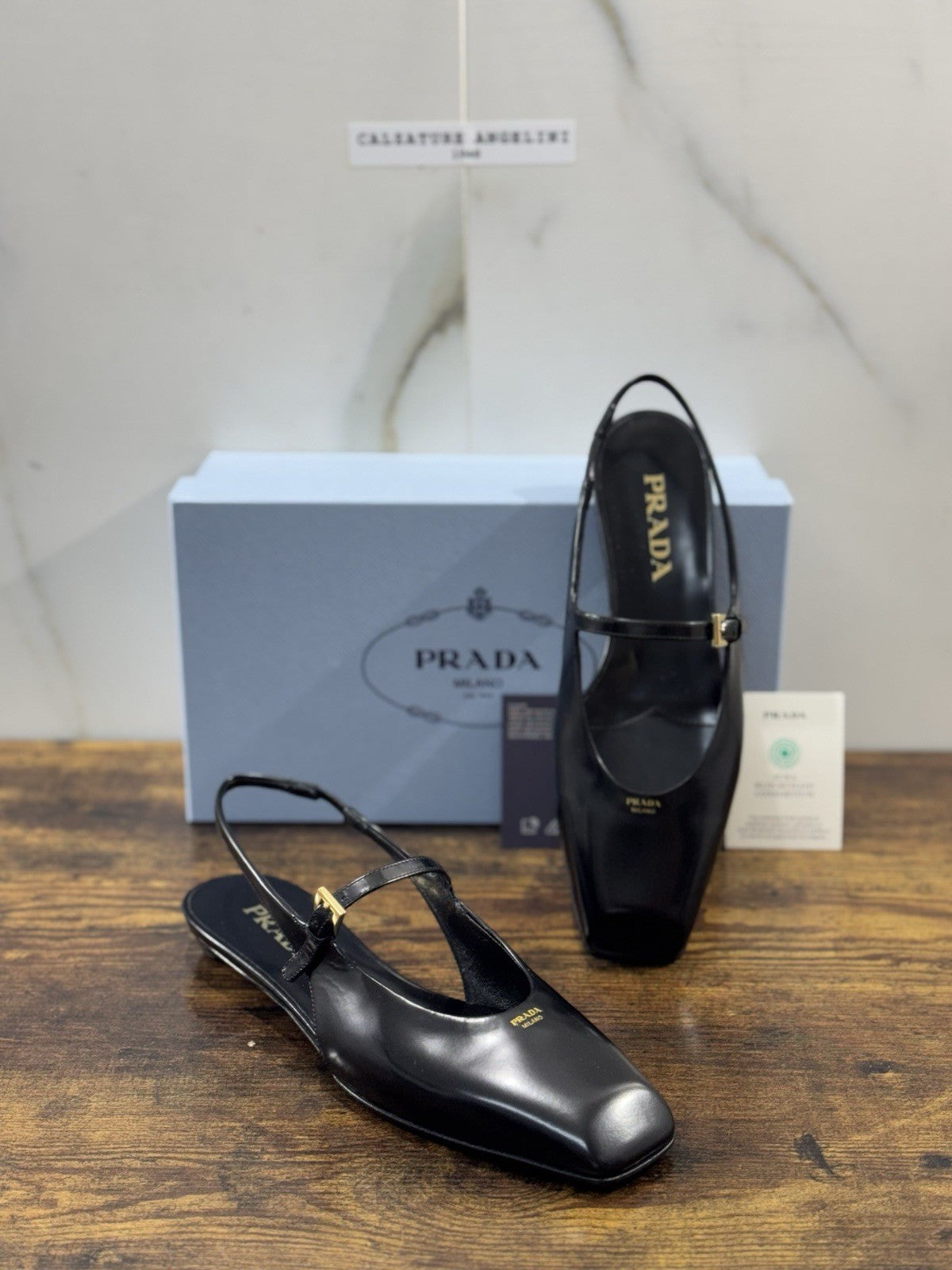 Prada Ballerine Sling Back In Pelle Liscia Nera Icon Prada Donna 38