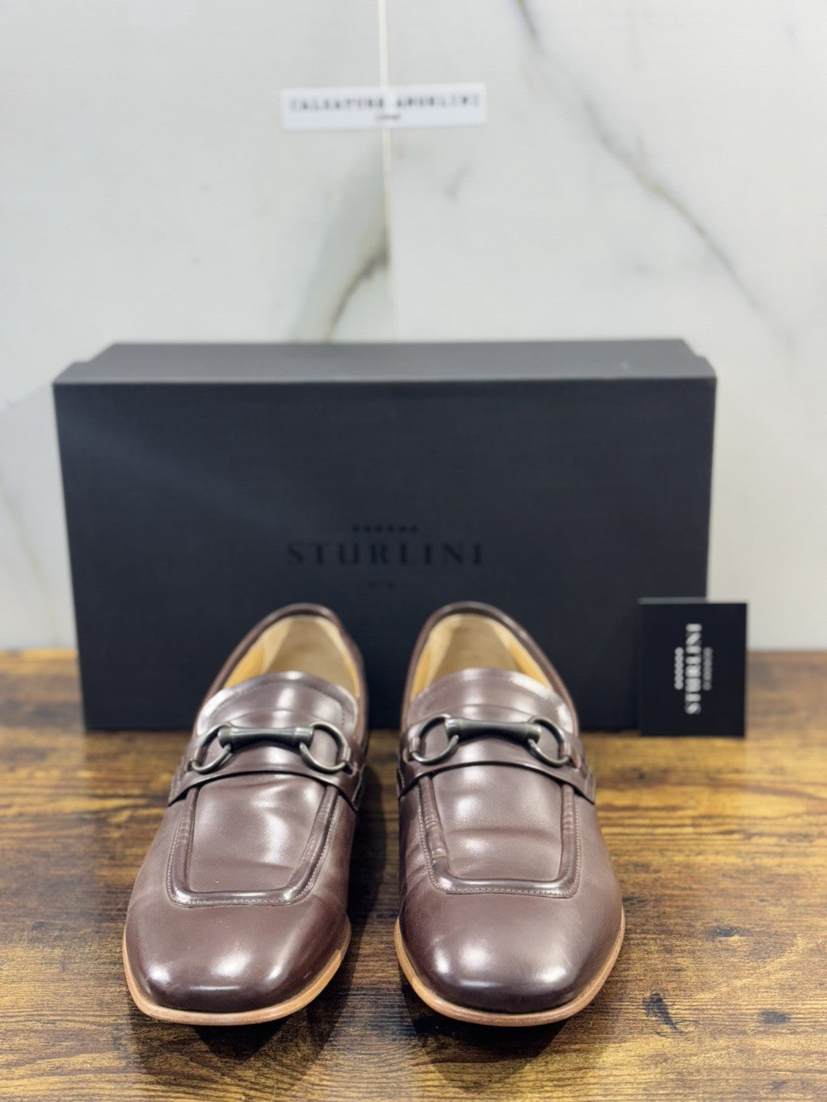 Sturlini Firenze Mocassino  Uomo Pelle Marrone Luxury Craftmanship Men Loafer 41