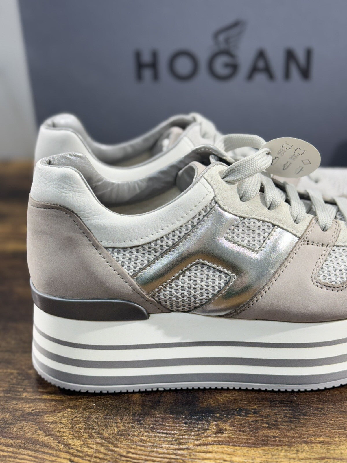 Hogan H222 sneaker Donna maxy zeppa extra light Grey  pelle 39.5