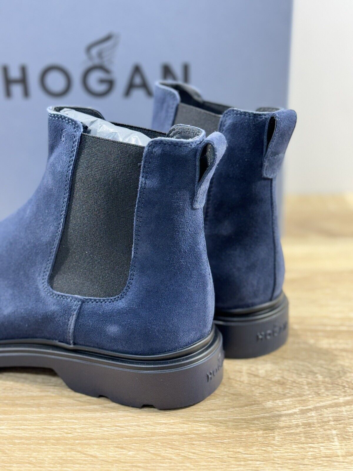 Hogan H393 Chelsea Boot Uomo Suede Blu Extra Light Casual Hogan Boot Men 39