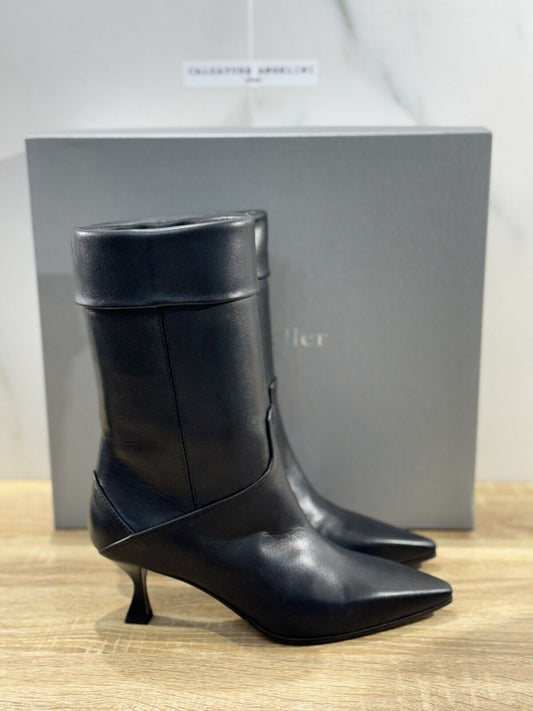 The Seller Stivaletto Donna Pelle Nero Con Tacco  Handmade 37