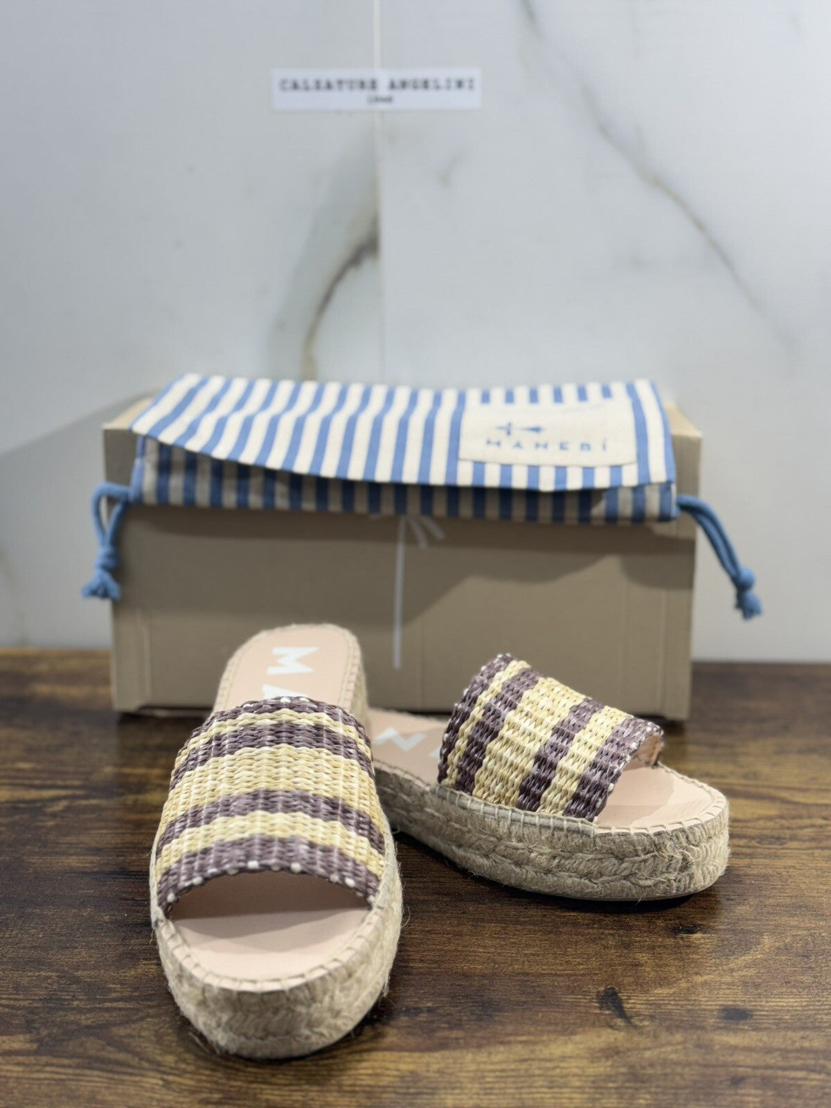 Manebi’ Sandalo Donna Zeppa Raffia Cuoio  Casual Manebi’ Summer Icon 41