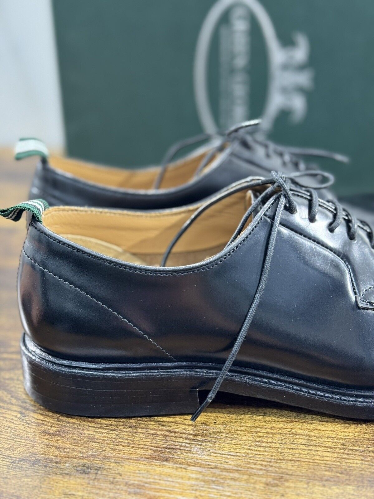 Green George derby nero   in pelle polished luxury men  Fondo Cuoio 39