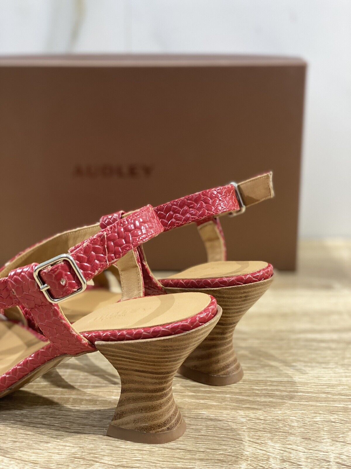 Audley London Sandalo Donna In Pelle Rossa Con Tacco 38