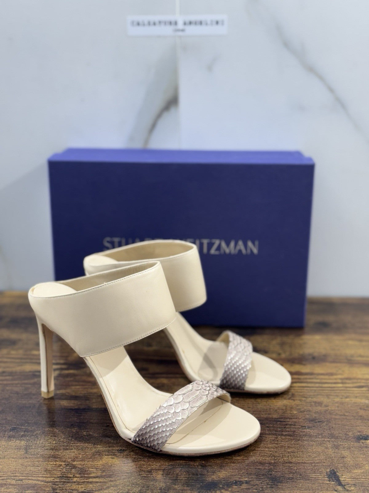 stuart weitzman Sandalo Myslide   Pelle Beige   Luxury Woman  Donna 38.5