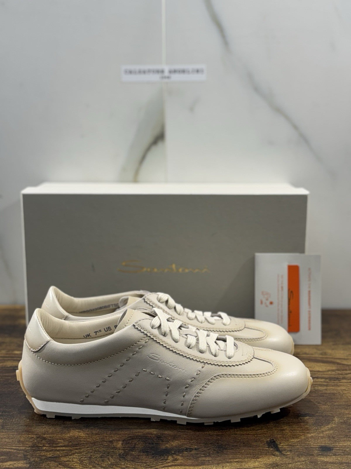 Santoni Sneaker Pelle  Beige  Icon Luxury Men Santoni Shoes Icon Uomo 41.5