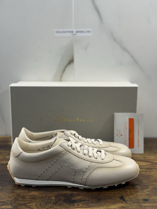 Santoni Sneaker Pelle  Beige  Icon Luxury Men Santoni Shoes Icon Uomo 41.5