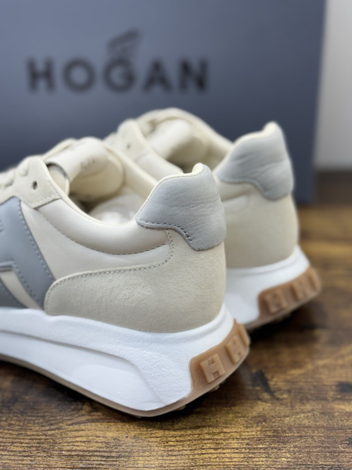 Hogan H641 Sneaker Pelle Beige Celeste Memory Foam        Hogan Scarpe Donna 40