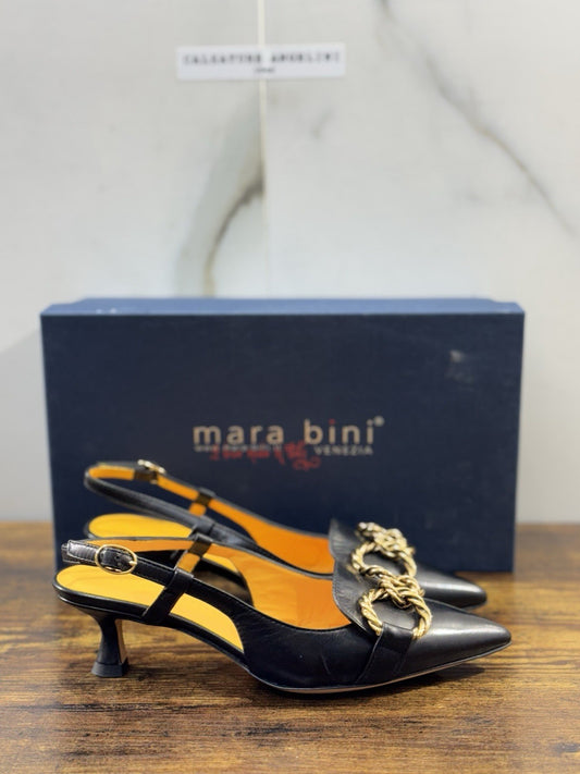 Mara Bini Sling Back Donna Pelle Nero Con tacco 41