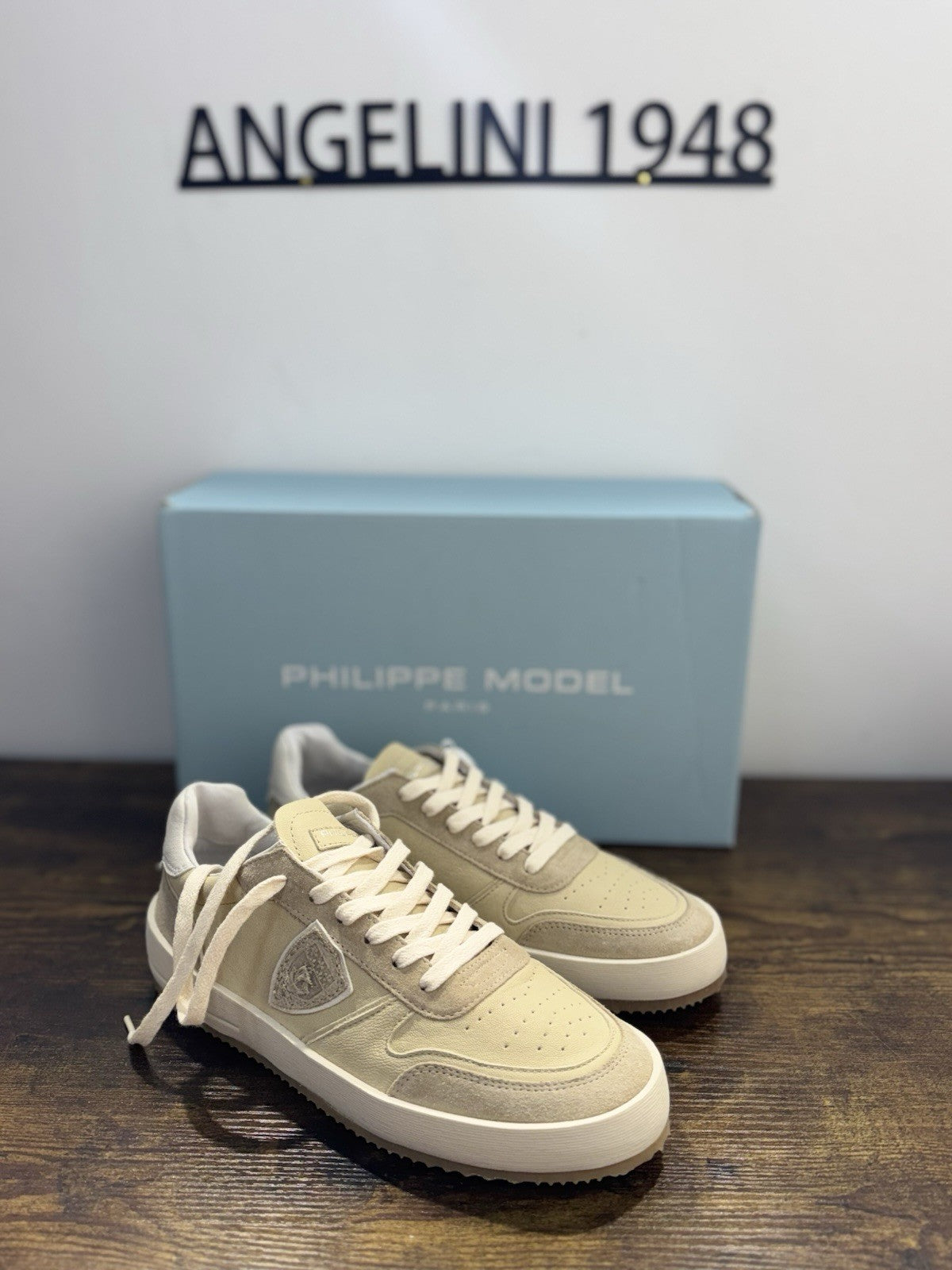 Philippe Model Nice Low Sneaker Pelle Sabbia  Casual Uomo 40