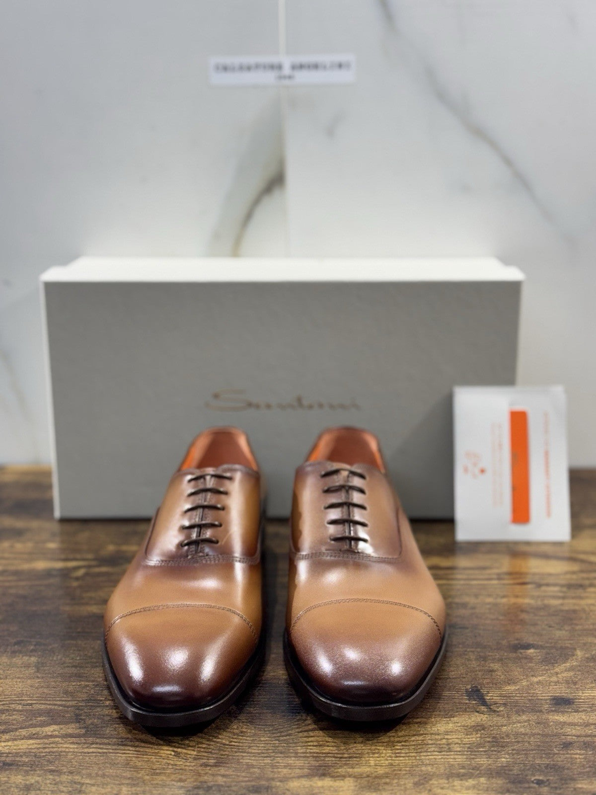 Santoni Stringata Oxford Pelle Cuoio Luxury Santoni Scarpa Uomo 39.5