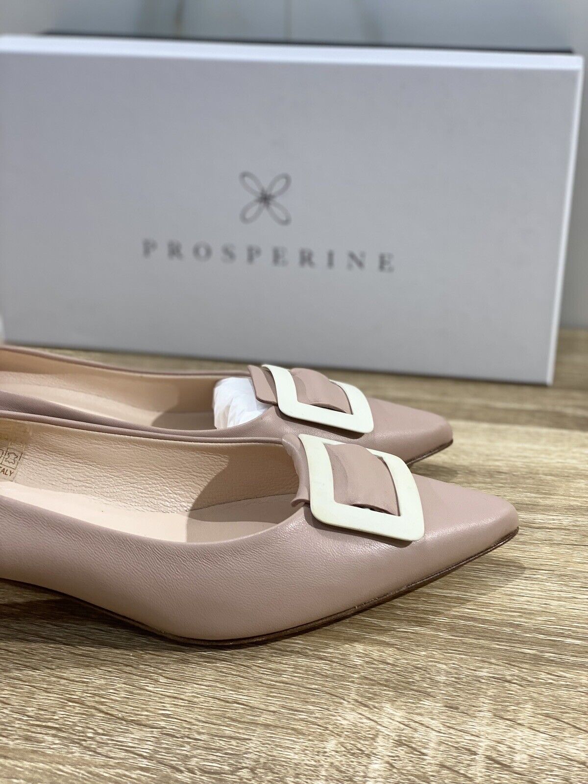 Prosperine Décolleté donna in Pelle Soft Cipria Luxury  made in italy 38.5