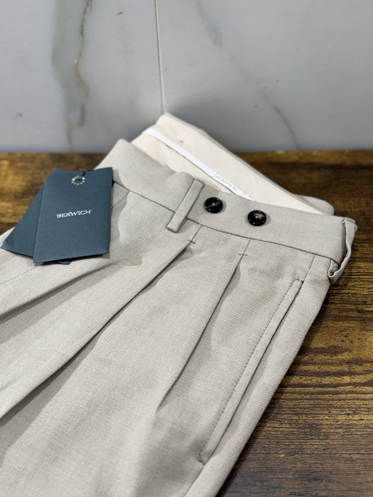 Berwich Pantalone Cotone E Lino Barber Long Beige  Made in Italy  Uomo 50