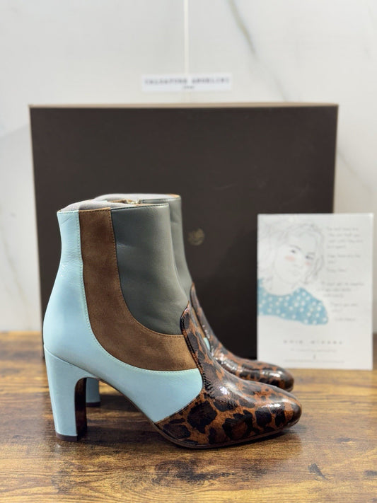 Chie Mihara Stivaletto Donna Etusa  Pelle Celeste Cuoio  Luxury Boot 37