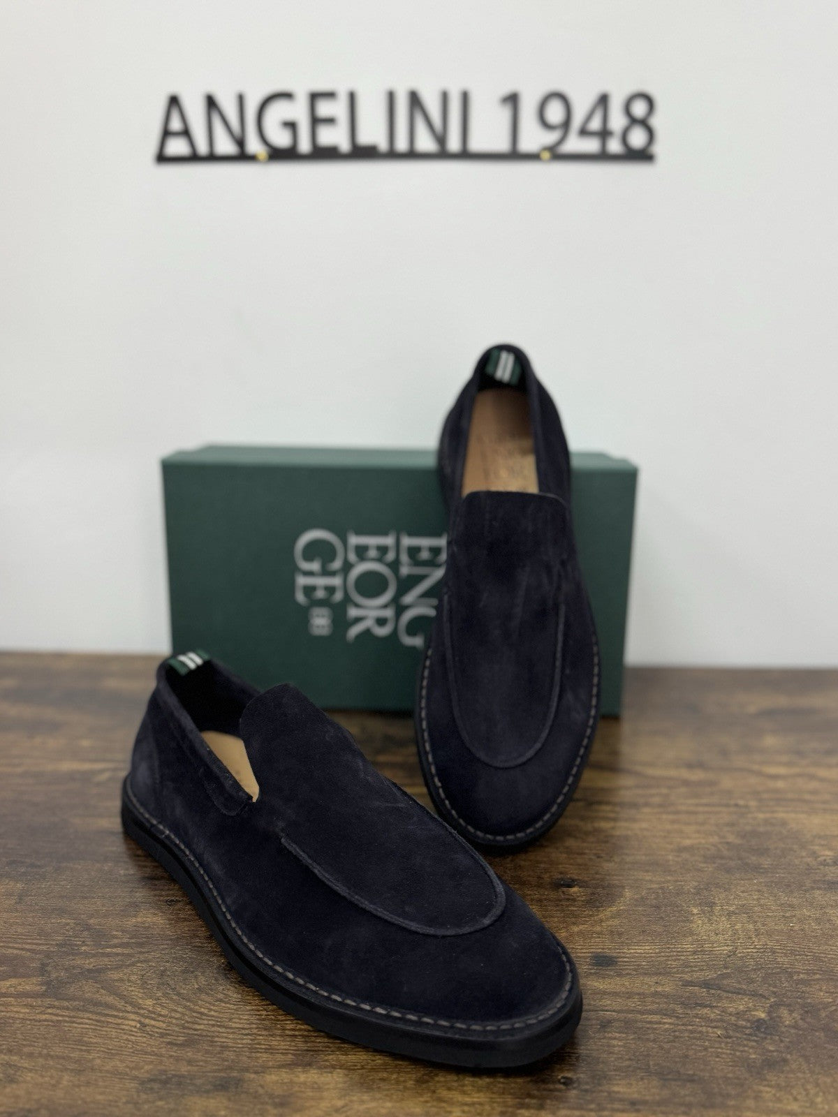 Green George Mocassino Summer Walk  Suede Blu   Handmade In Italy Uomo 45