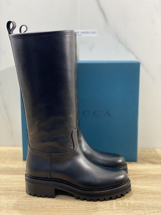 A.BOCCA stivale donna tubo pelle nera luxury boot 36