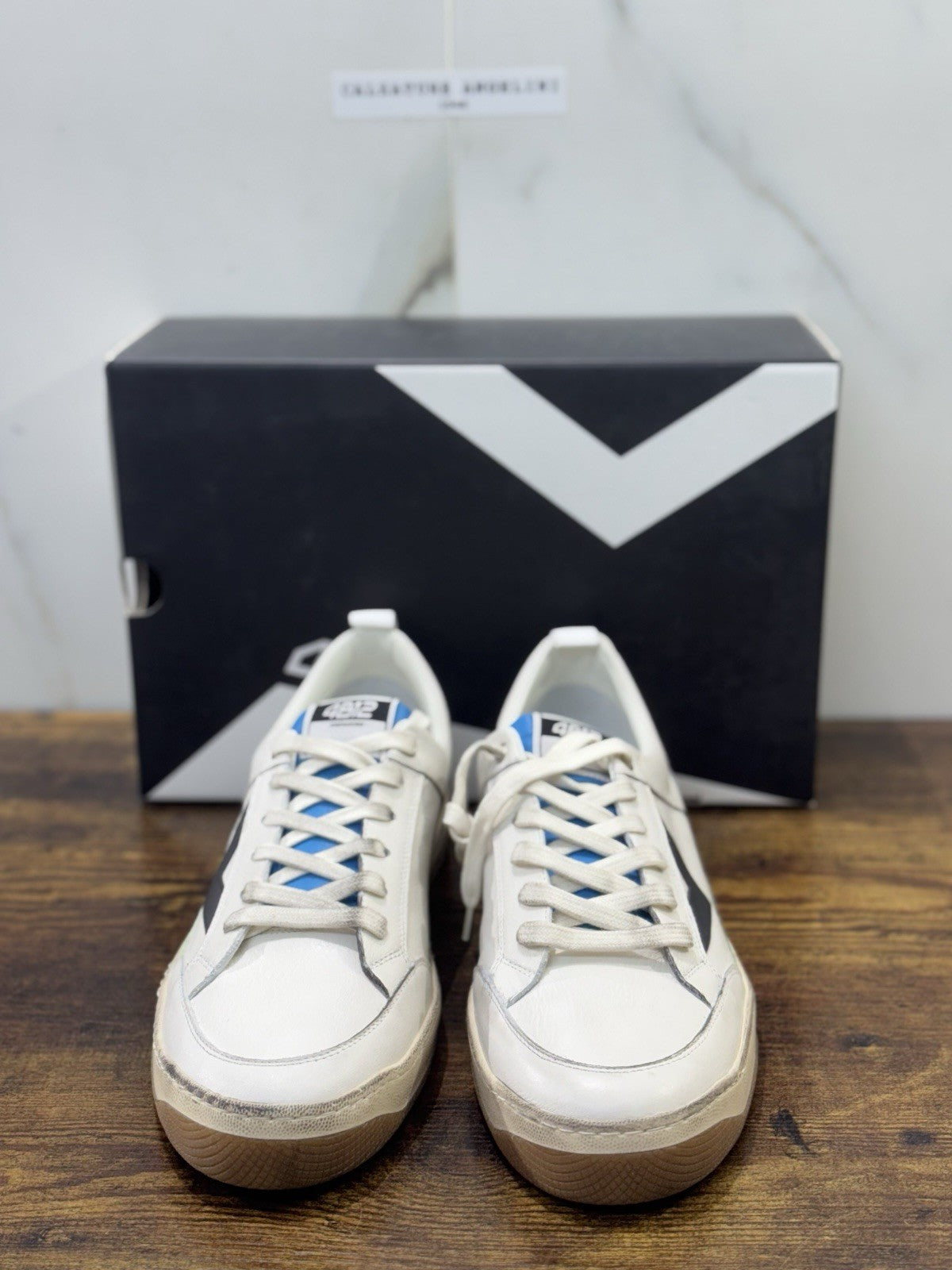4B12 Sneaker Lakers Pelle Bianca Causal Uomo 45