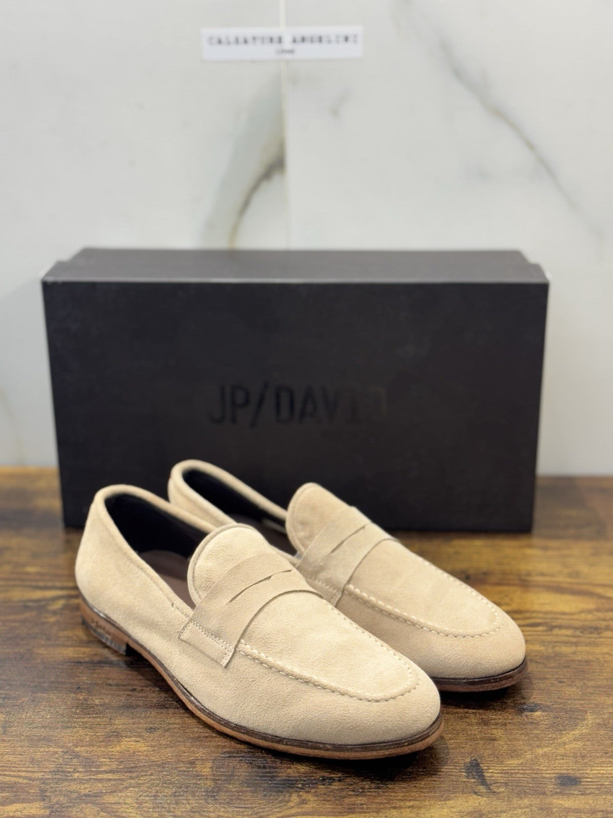 Jp David Mocassino Pelle Suede Safari  100% Made In Italy Casual 39