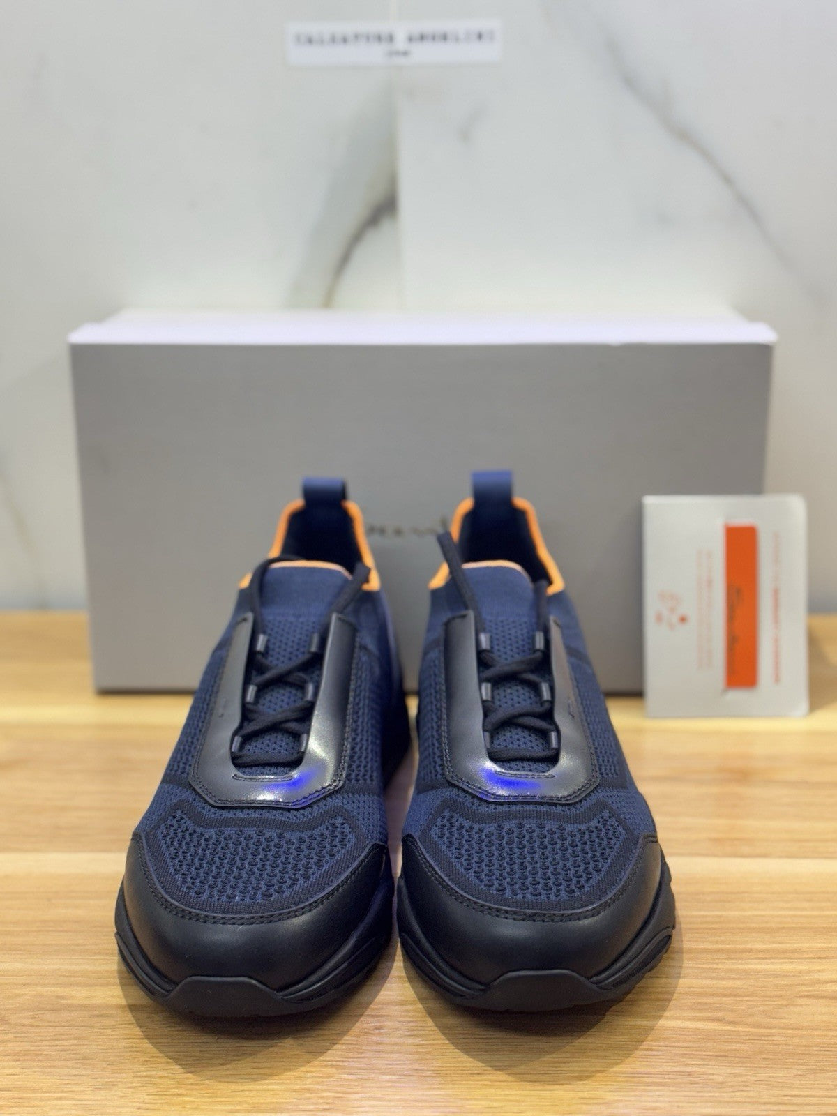Santoni Innova Sneaker Pelle Tex Blu  Luxury Santoni Scarpa Uomo 42.5