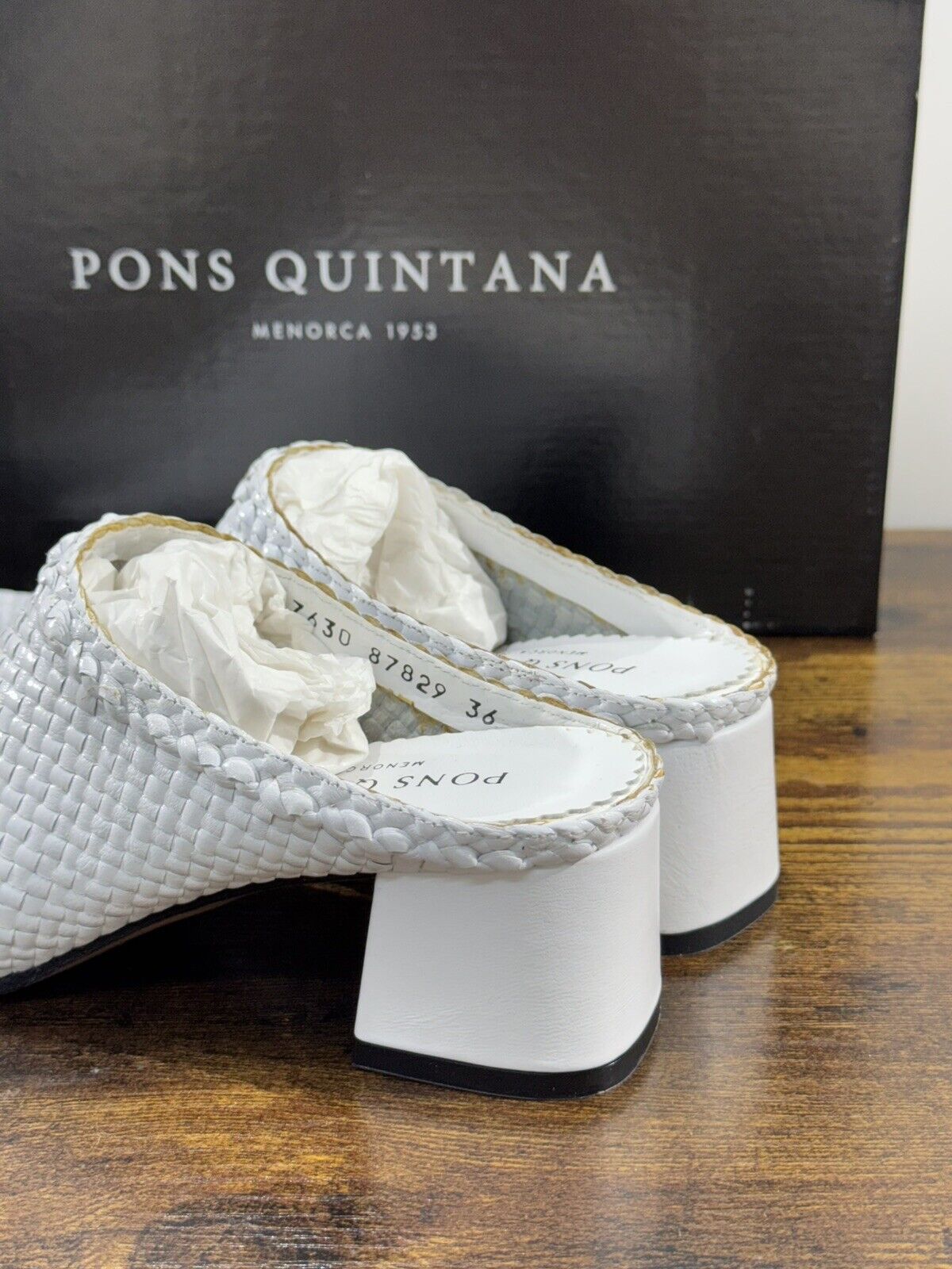 Pons Quintana Sandalo Donna Sabot  Pelle Bianco     Handmade    36