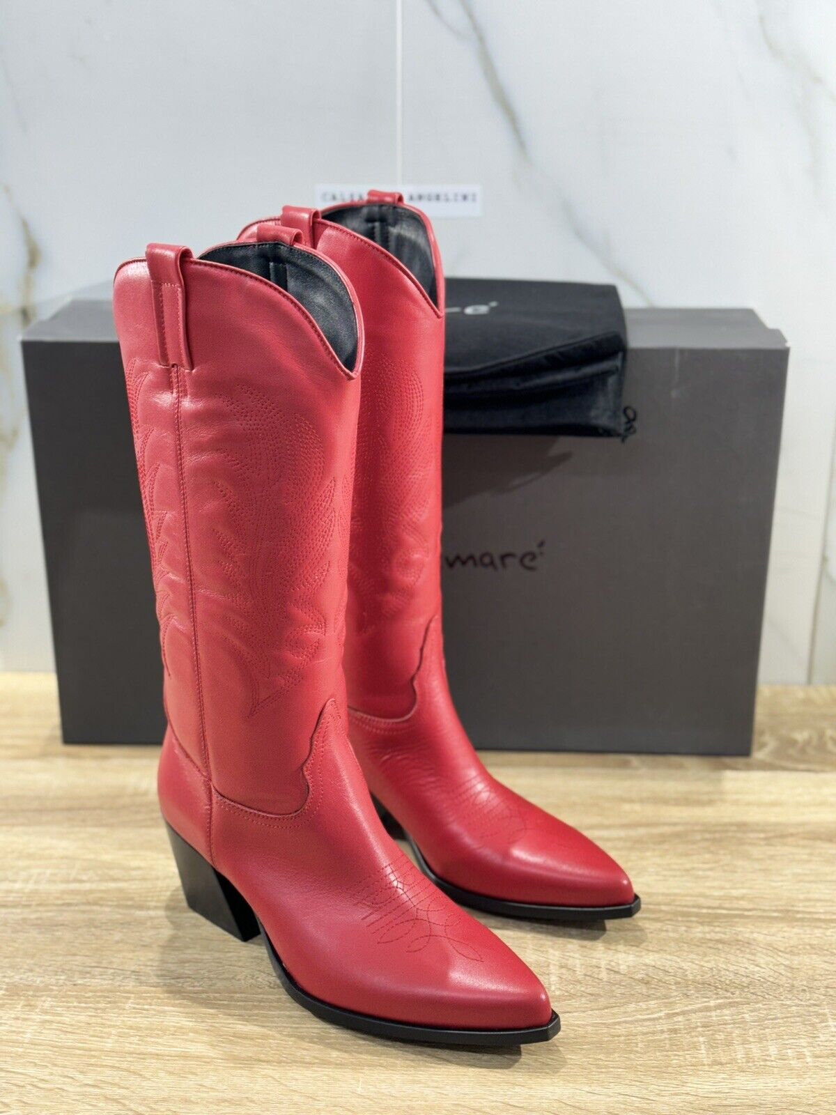 Lemare’ Texano Donna Pelle Rosso Luxury Woman Texan Boot Lemare’ 36