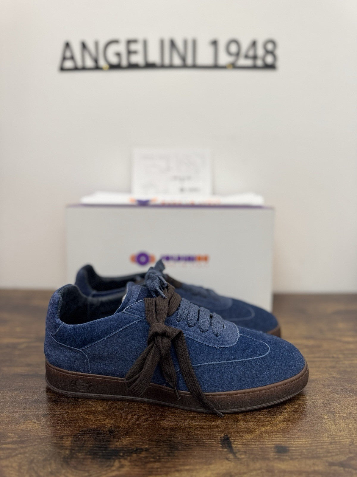 Soldini Sneaker Cachemere  Blu  100% Made In Italy Causal Uomo 43