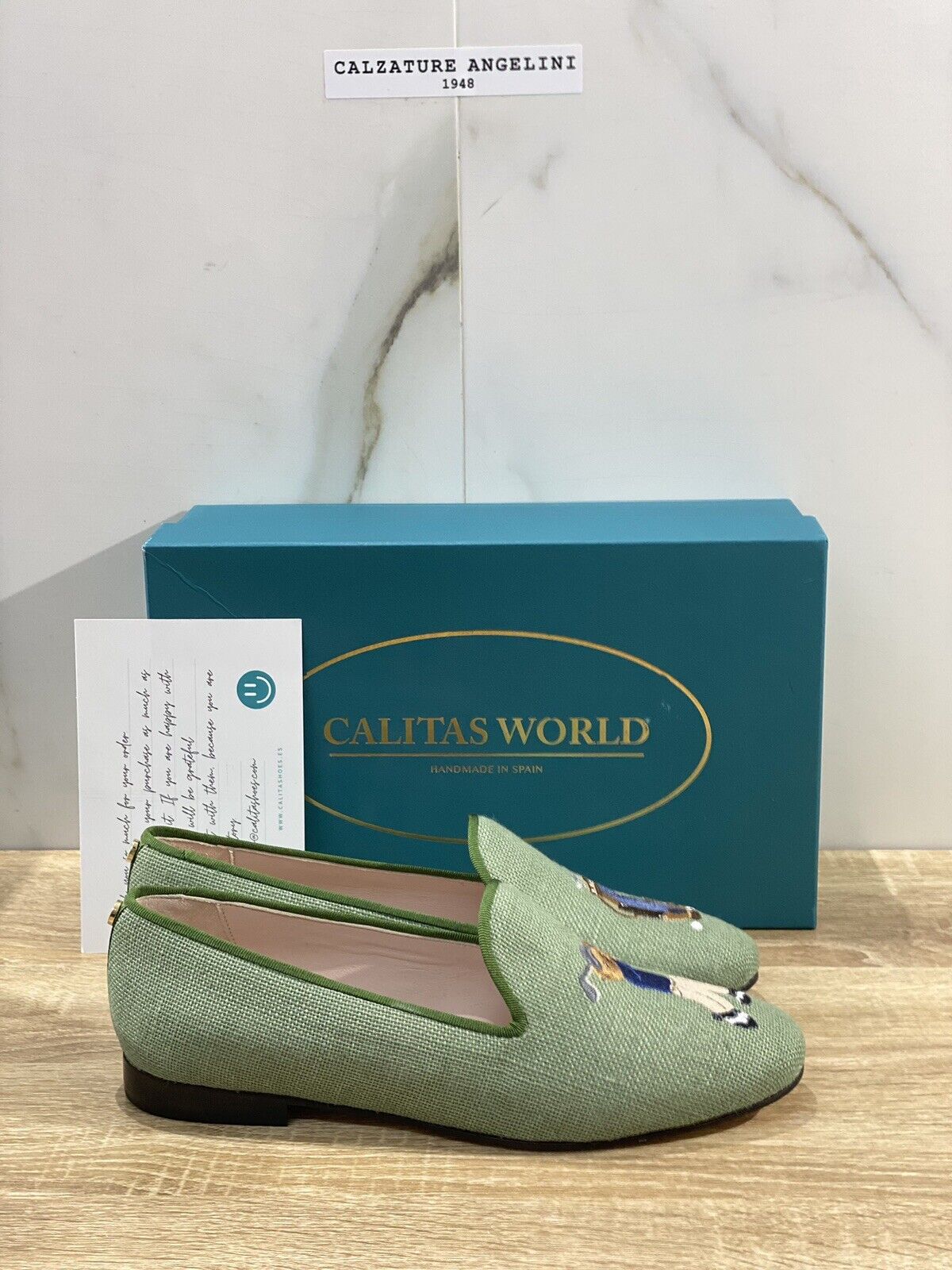 Calitas Mocassino Donna in lino verde oliva luxury handmade woman shoes 38