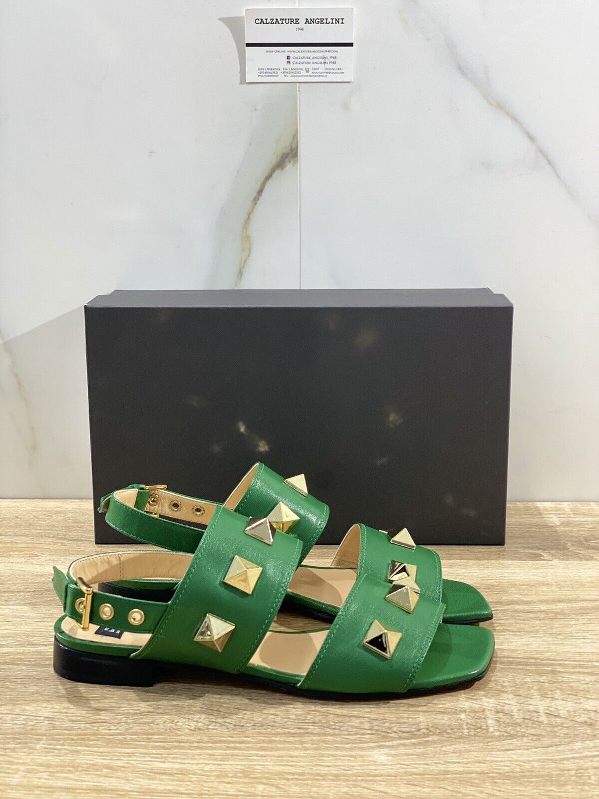 Roberto Botticelli sandalo donna in pelle Verde  Borchie luxury woman 38