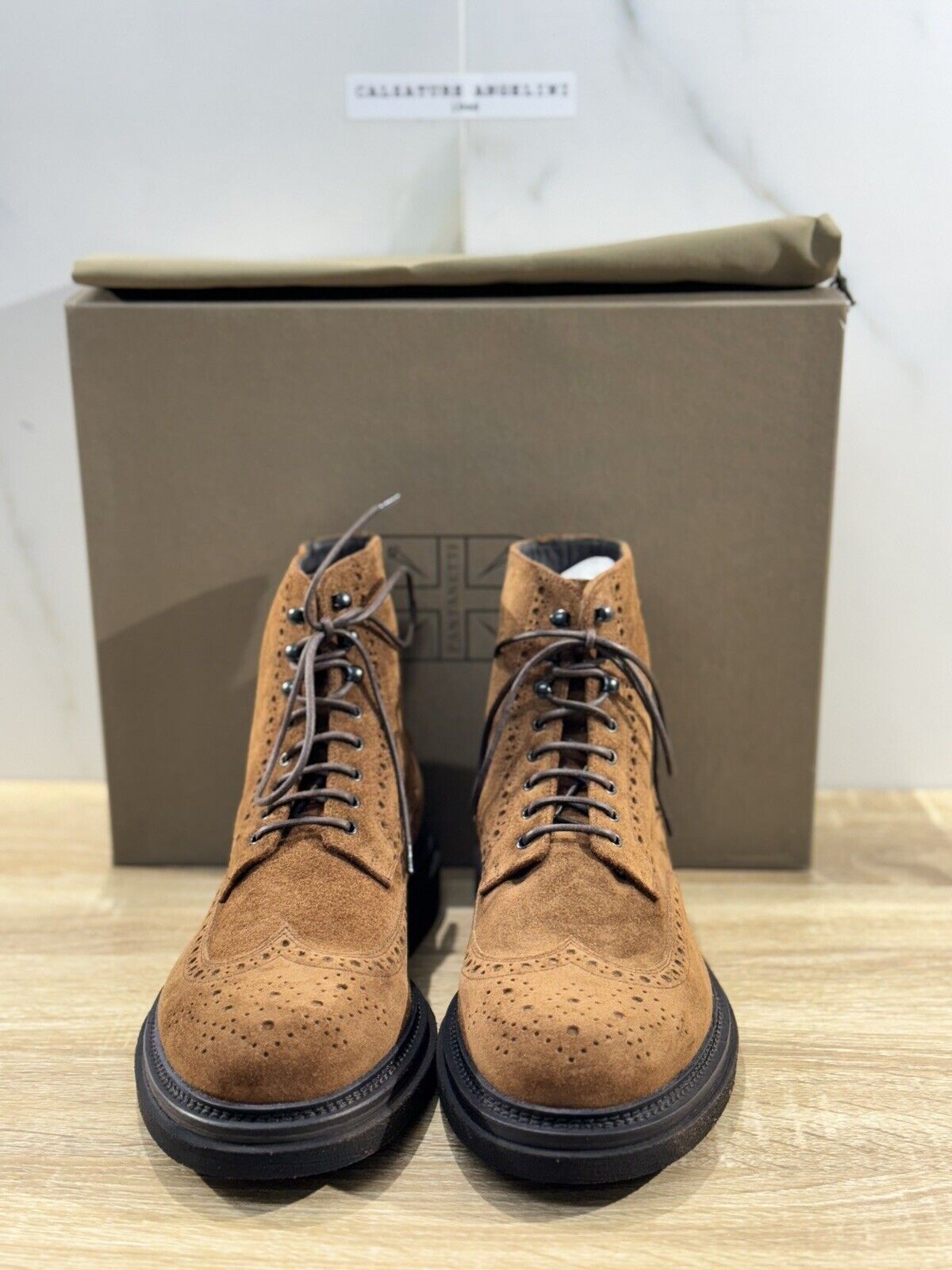 Pantanetti Polacchino Uomo Suede Cuoio Luxury Men Boot Handmade Pantanetti 41.5