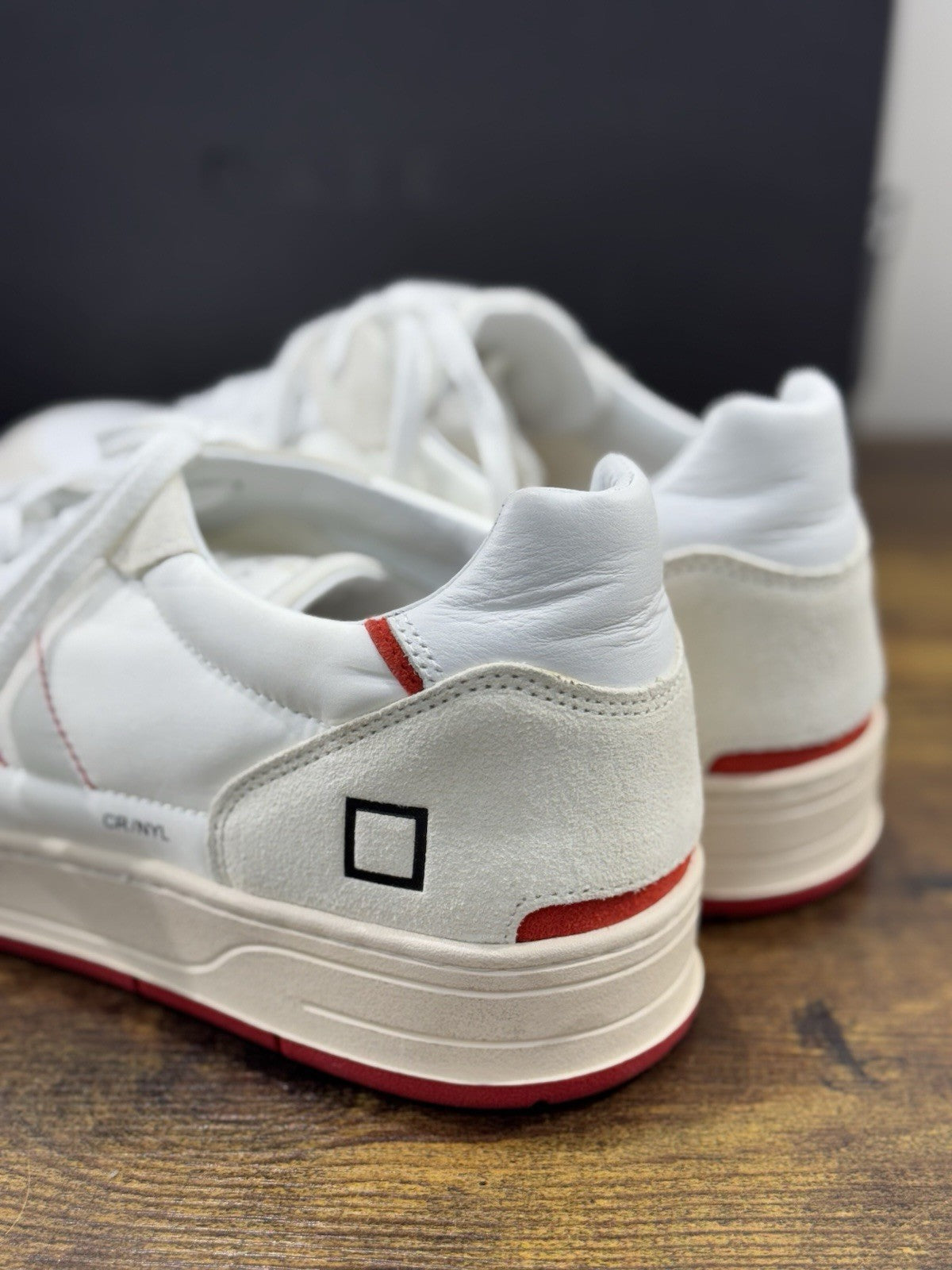 D.A.T.E Court Uomo  sneaker Pelle White Red Casual Shoes 45