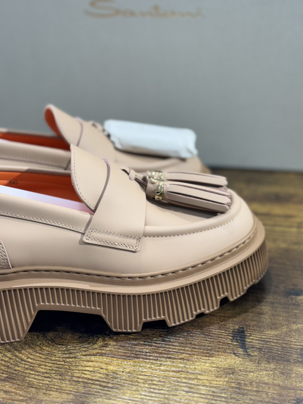 Santoni Mocassino Donna Pelle Beige  Nappine Luxury Casual Loafer Santoni 37.5