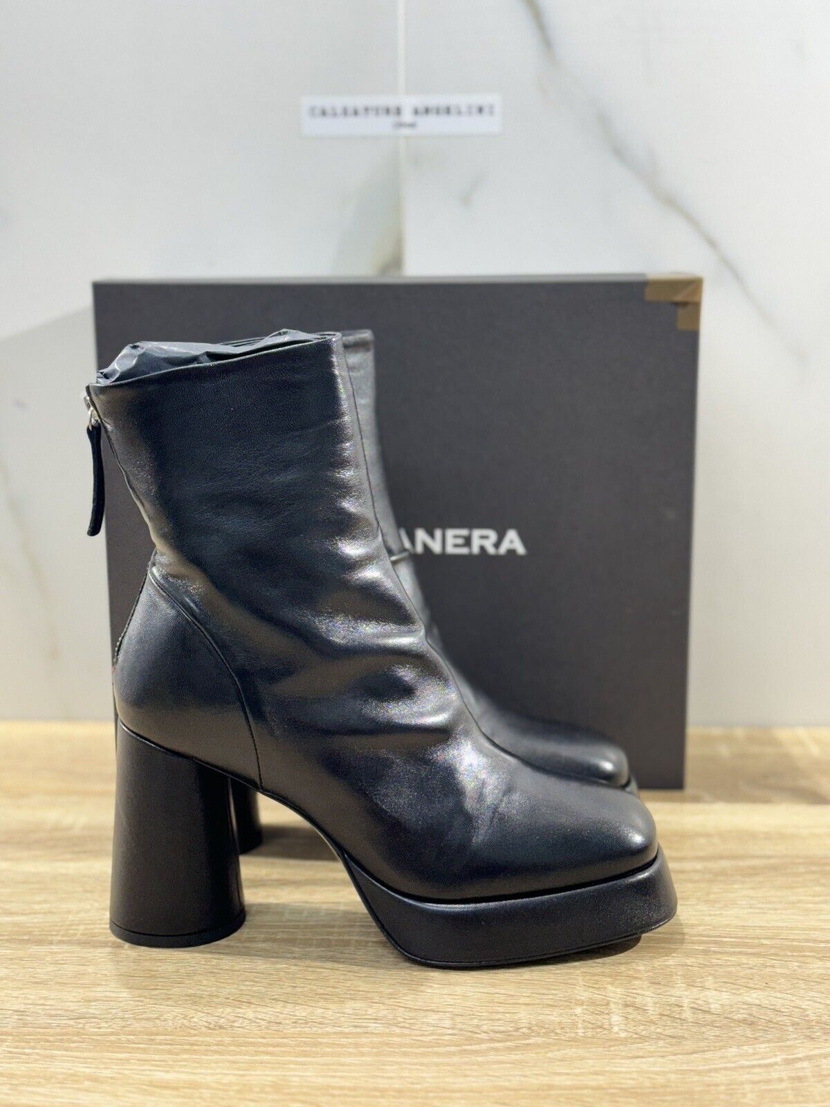 HALMANERA Tronchetto  Donna Lara  Pelle Nera Con Tacco Casual Handmade Boot 40