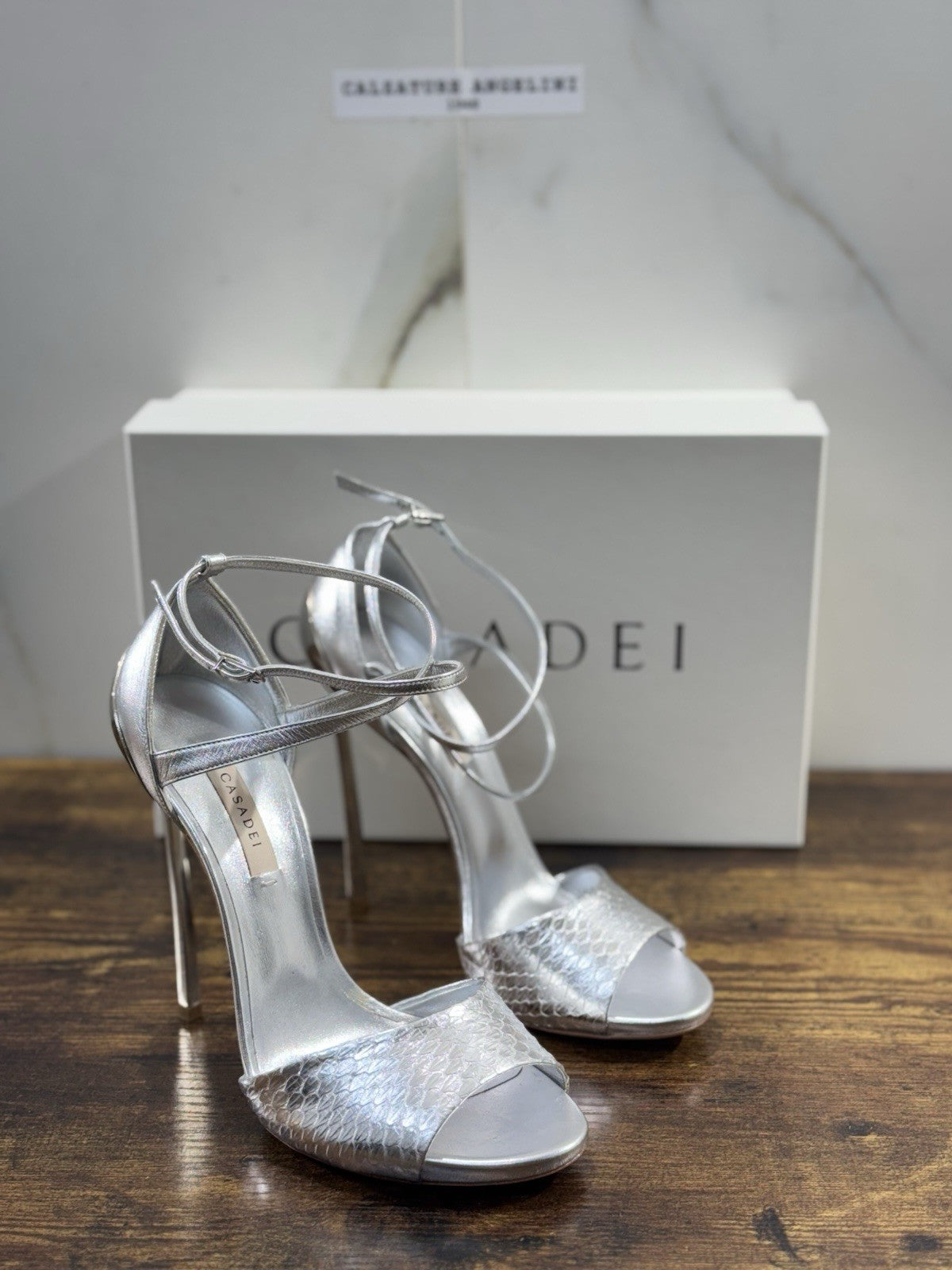 Casadei Sandalo Donna Tacco Blade Pelle Argento Luxury Casadei Woman 39