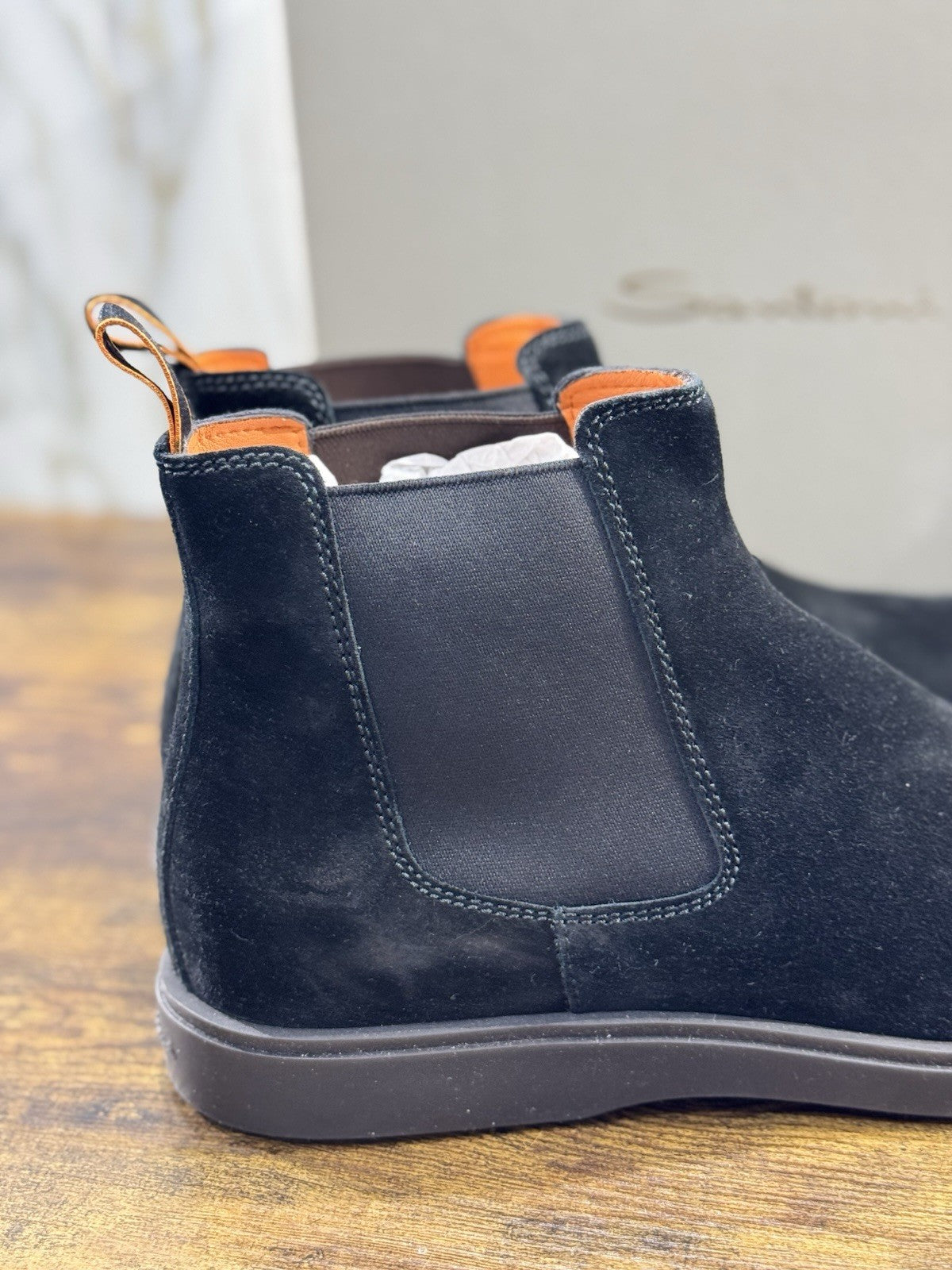 Santoni Chelsea Boot Suede Nero Luxury Santoni Uomo 44