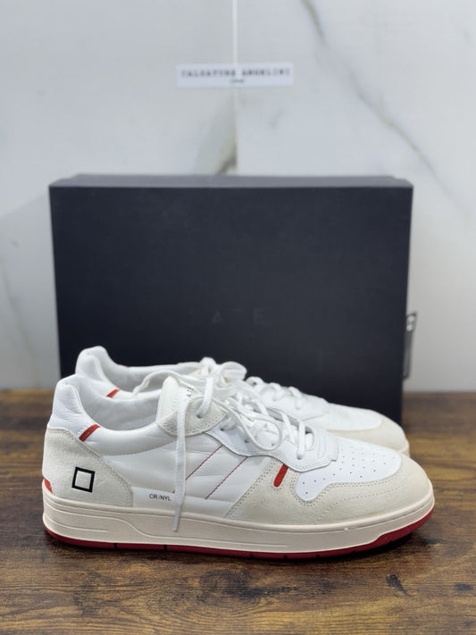 D.A.T.E Court Uomo  sneaker Pelle White Red Casual Shoes 45