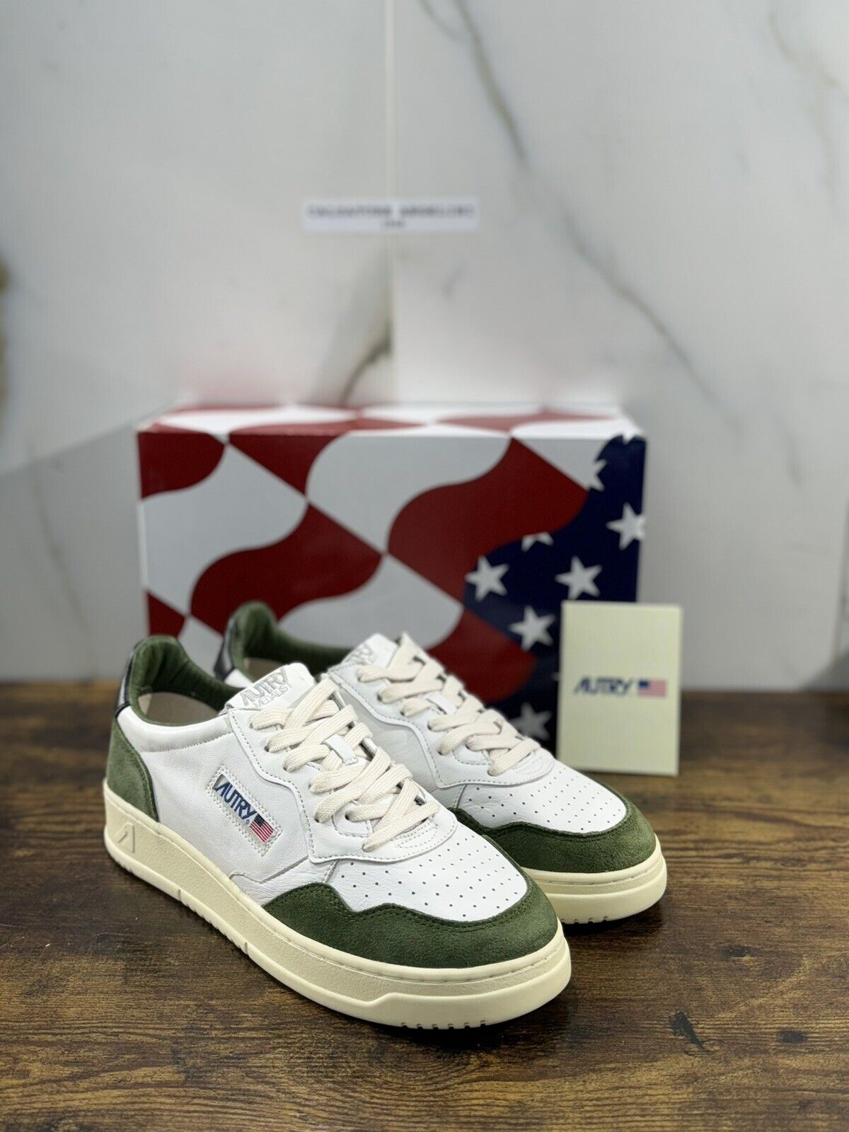 Autry Medalist Low Sneaker Uomo Pelle Bianco Verde Casual Autry Men Shoes 46