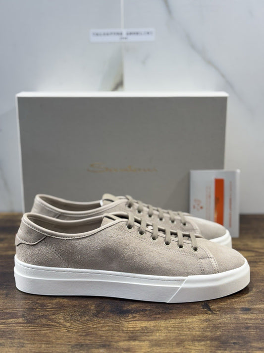 Santoni Sneaker Icon Pelle Suede Beige   Luxury Santoni Scarpe Uomo 43