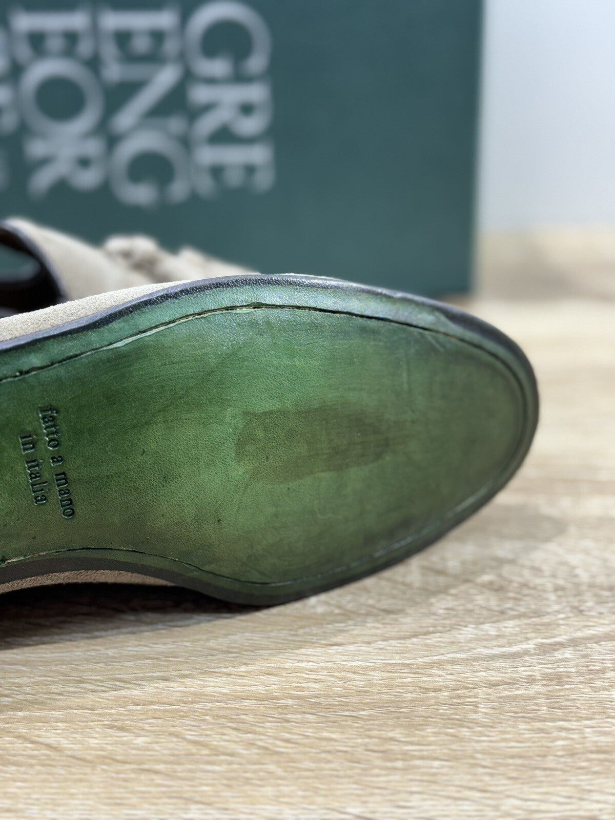 Green George Mocassino Uomo Nappine Suede Taupe Luxury Handmade Men 40.5