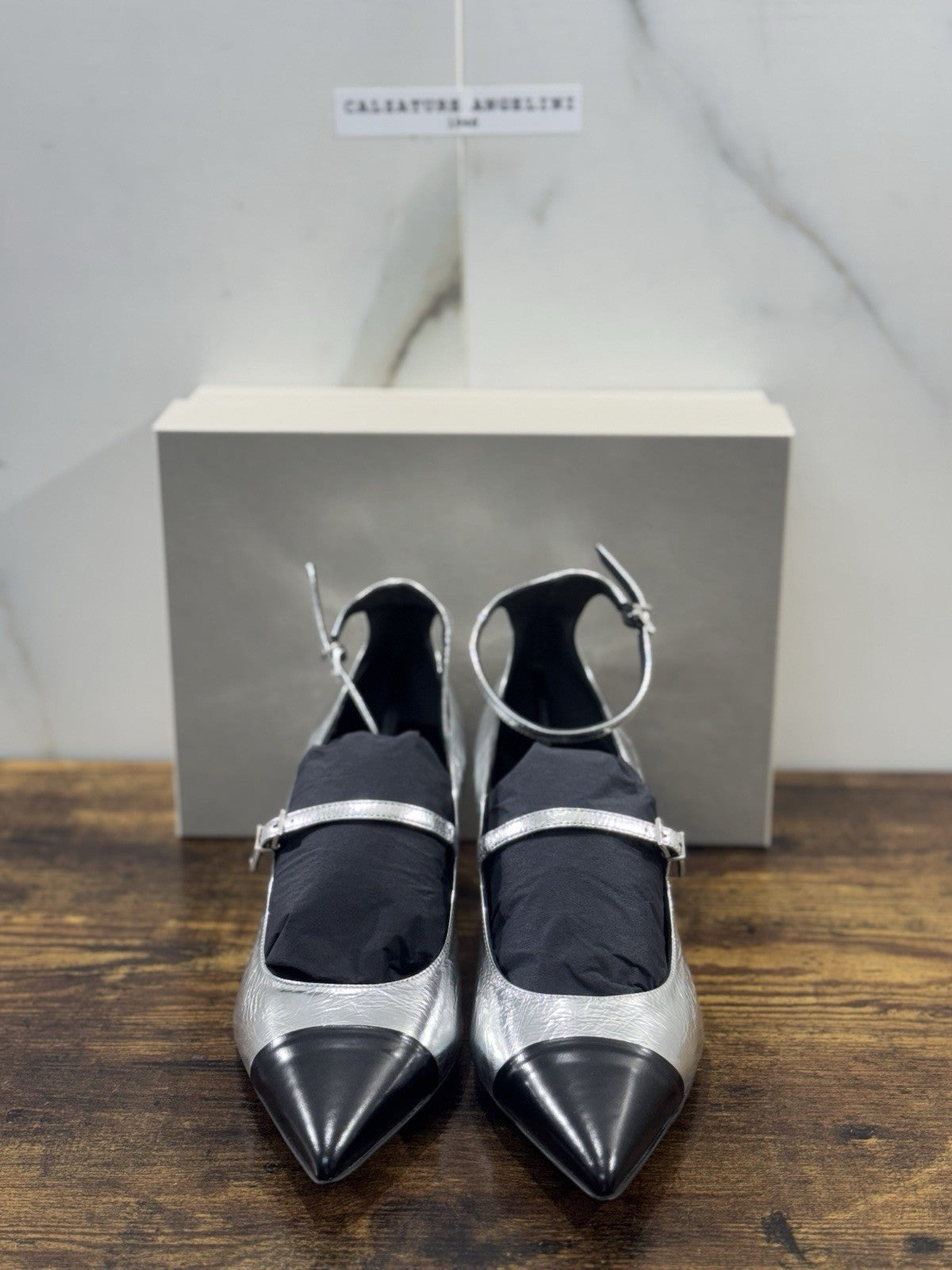 Sergio Levantesi Décolleté Pelle Nero Argento Luxury Made In Italy Donna 41