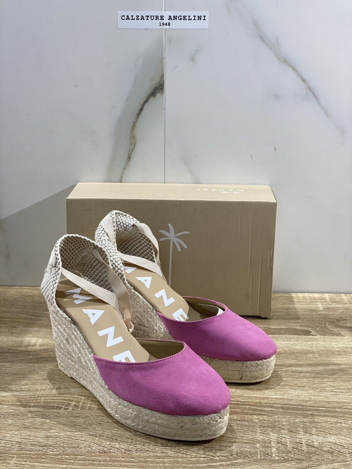 Manebi’ Sandalo Donna Espadrilles Zeppa Suede Fuxia 41