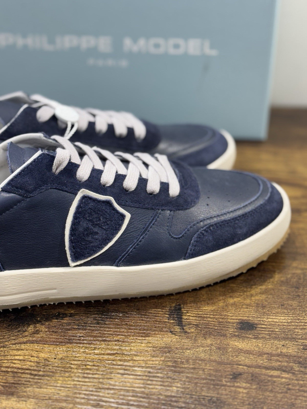 Philippe Model Nice Low Men Sneaker Uomo Pelle E Suede Blu 41