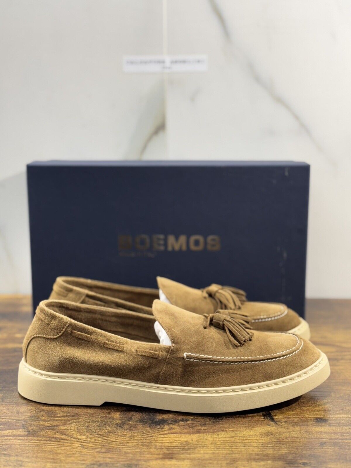 Boemos Mocassino Uomo Fondo Gomma Extra Light Suede Sigaro  Made In Italy 42