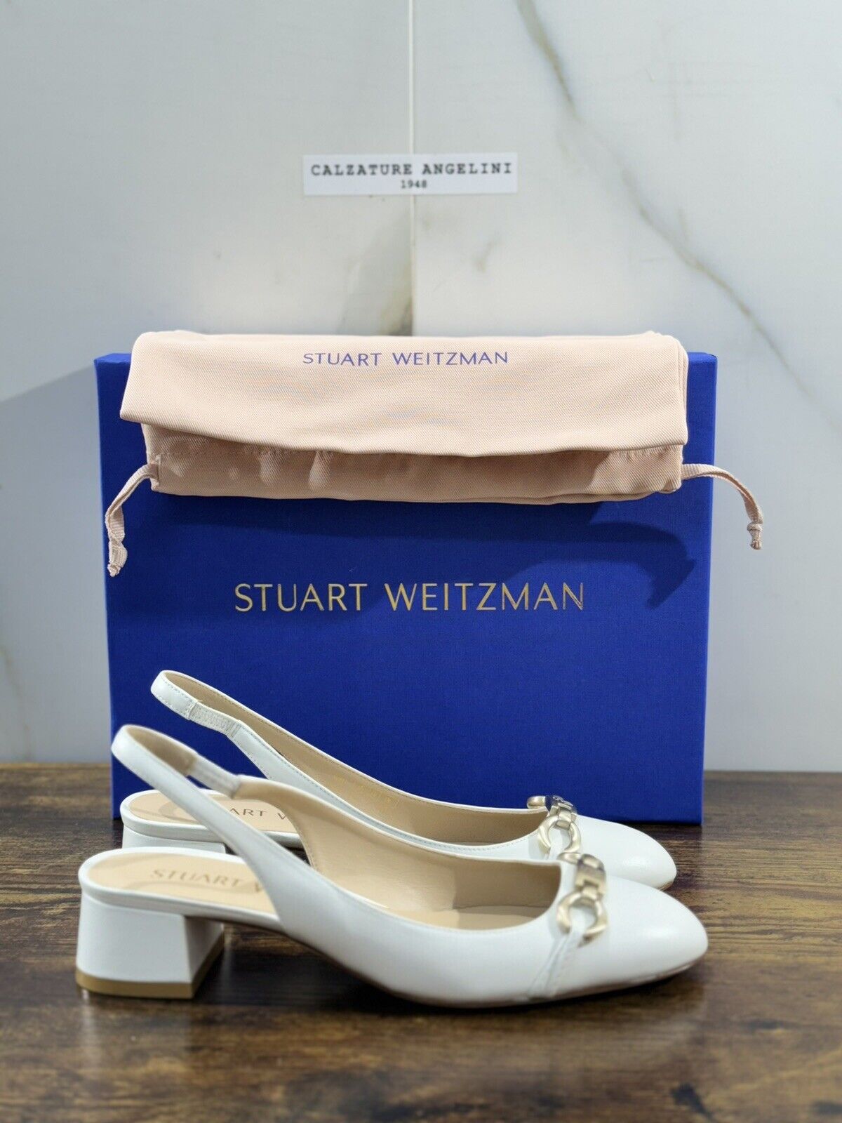 stuart weitzman Vivienne 35 Sling Back Bianca  Luxury Woman Shoes  37