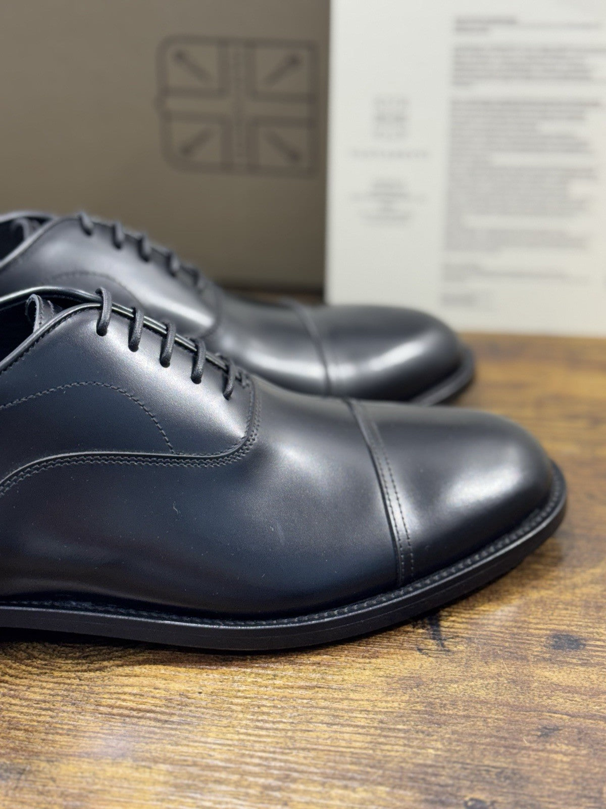 Pantanetti Stringata Oxford  Pelle Nera  Fondo Cuoio Handmade In Italy Uomo 41