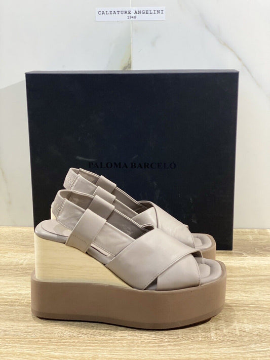 Paloma BARCELO’ Sandalo Donna Mao Pelle Tortora Luxury Shoes 39