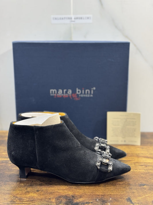 Mara Bini Stivaletto Donna Lavorazione A Sacchetto  Con Tacco Pelle Suede 37.5