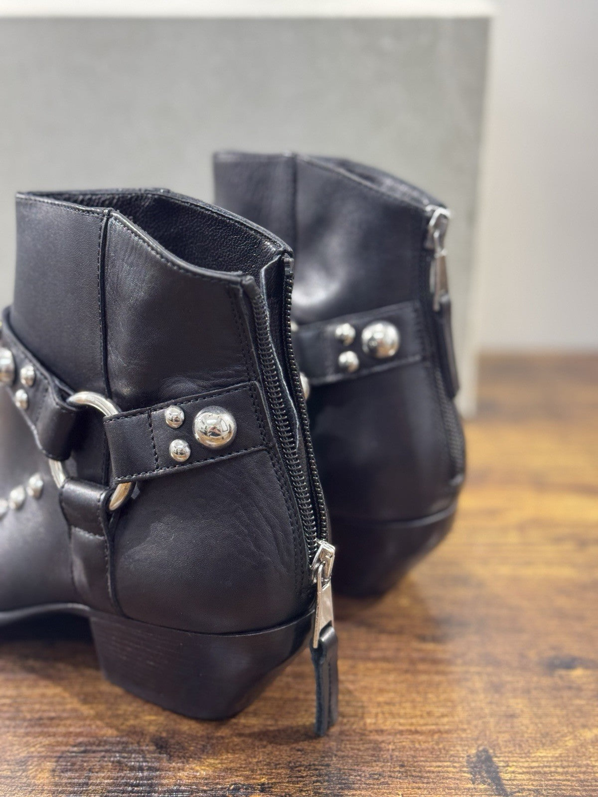Elena Iachi Texano  Pelle Nero Borchie  Luxury Texan Boot Donna 38