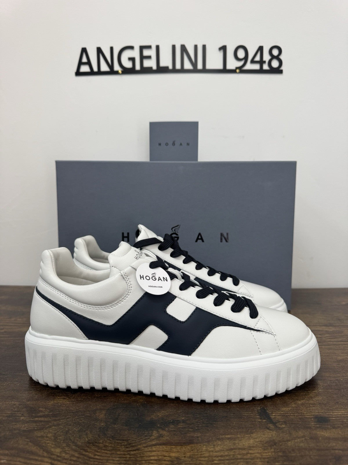 Hogan H-stripes New H Band Pelle Bianca Blu  Memory Foam Scarpa Hogan Uomo 43