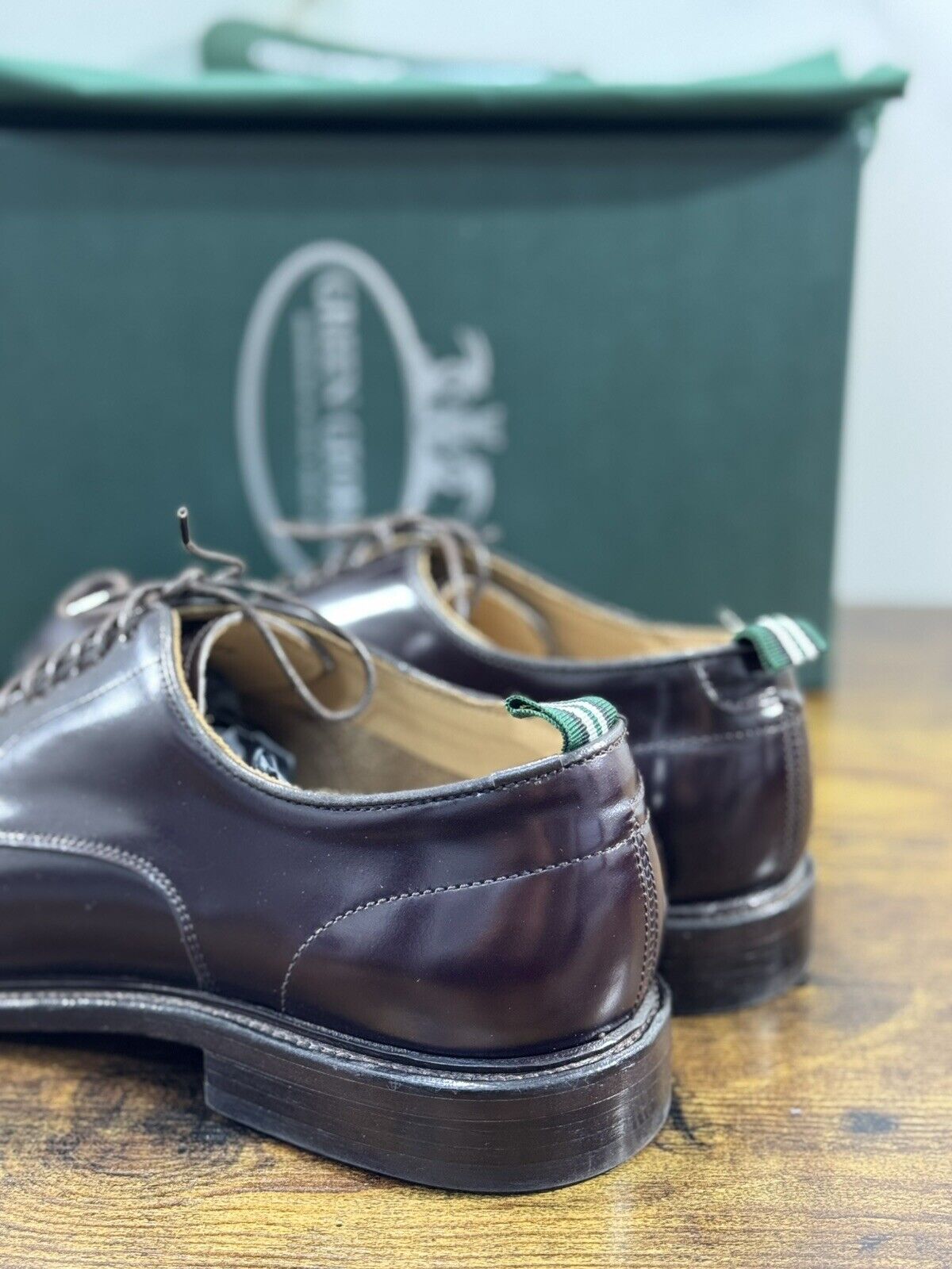 Green George derby Marrone  in pelle polished luxury men  Doppio Cuoio 42.5